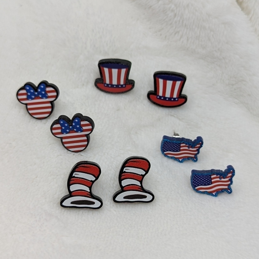 American Patriotic Themed Bundle of 4 Acrylic Earrings
